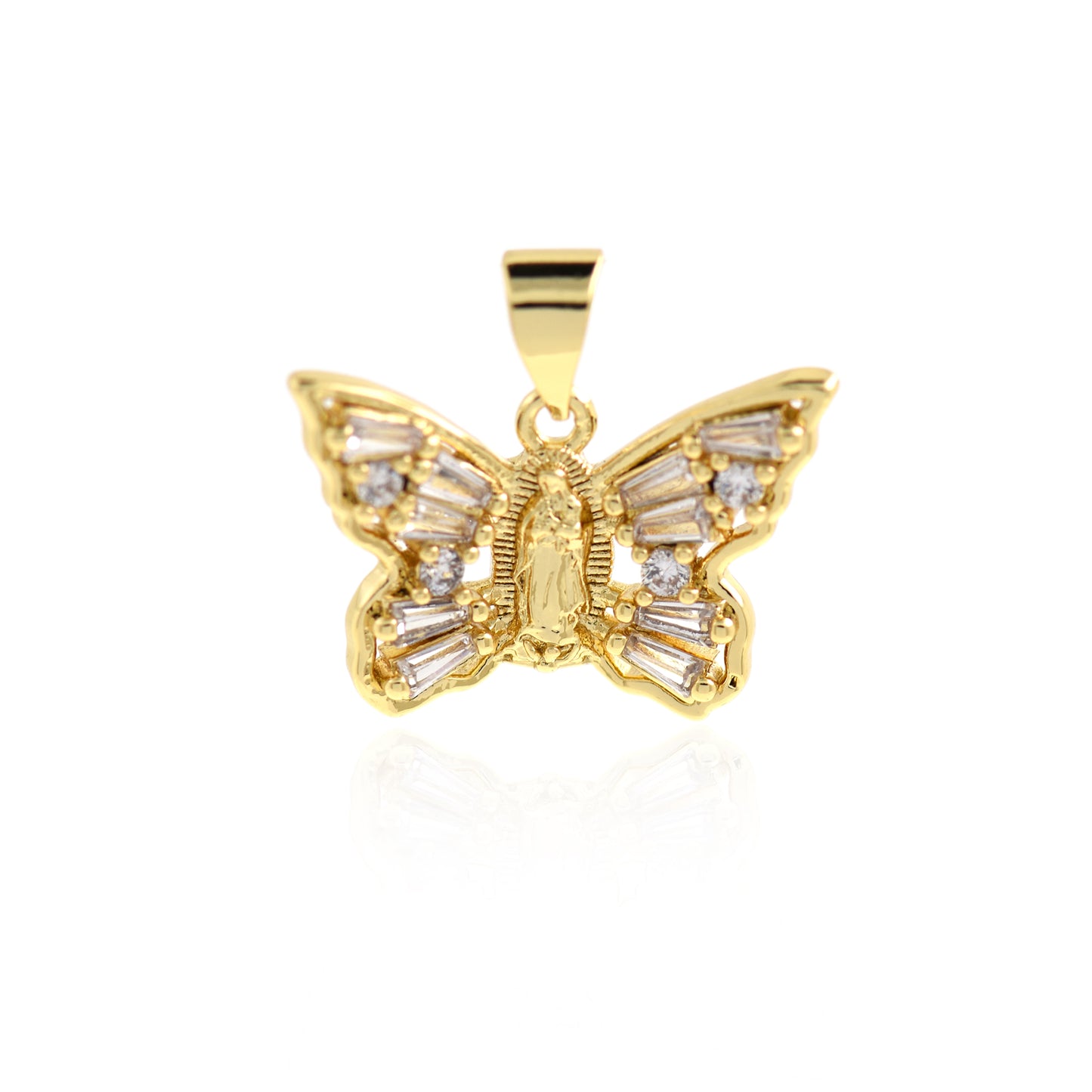 18K Gold Filled Zircon Butterfly Pendant 20x14mm