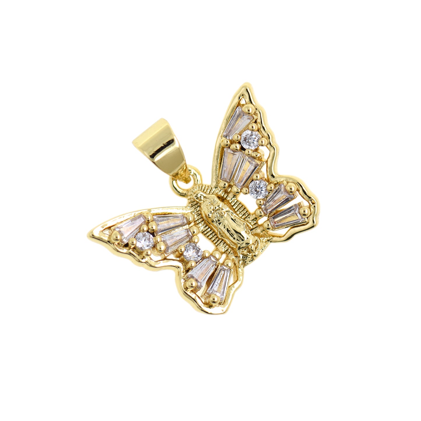 18K Gold Filled Zircon Butterfly Pendant 20x14mm