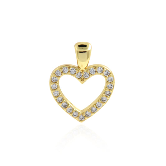 Exquisite 18K Hollow Heart-Shaped Necklace Pendant 20x15mm