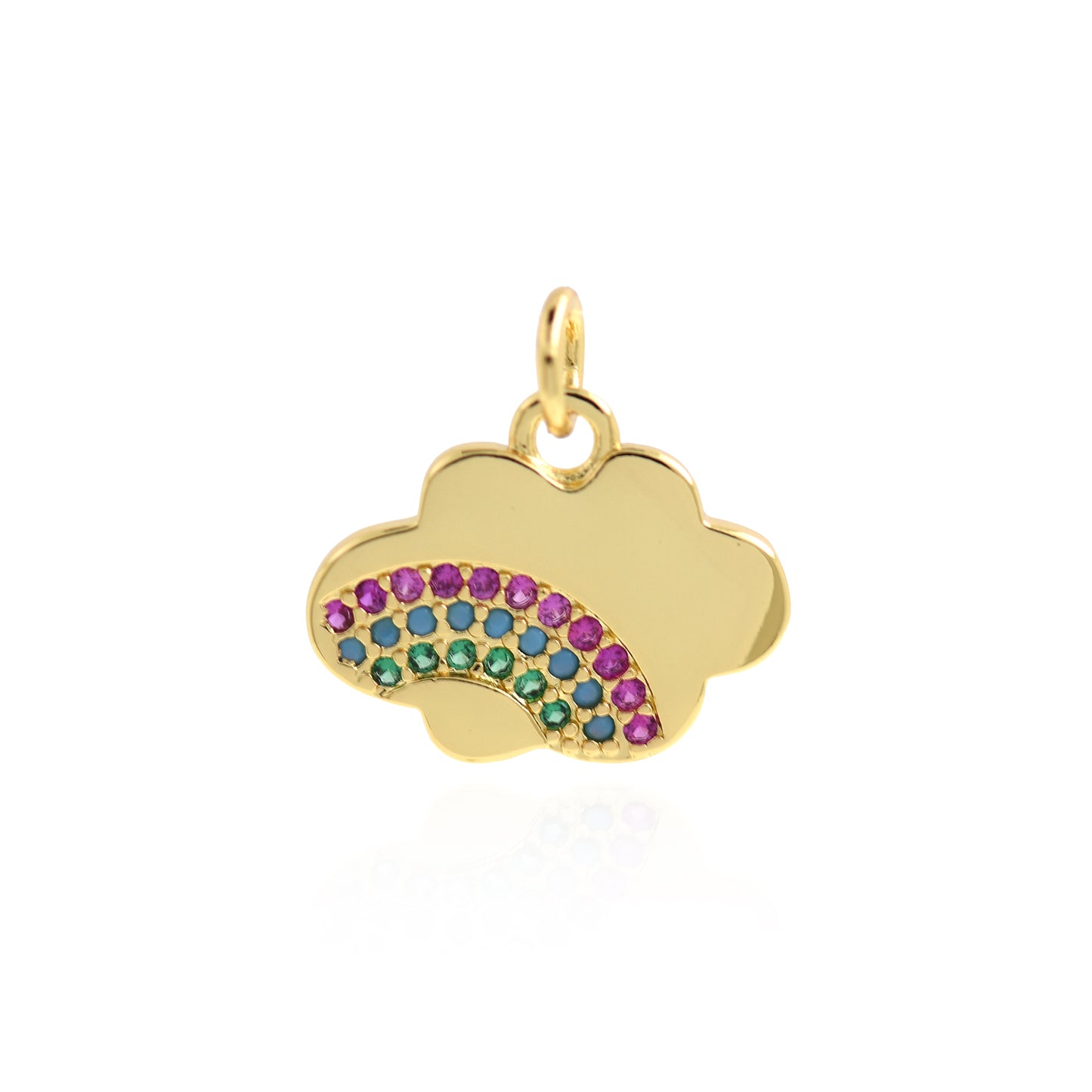 18K Shiny Gold Plated Zircon Cloud Pendant 16.5x13mm