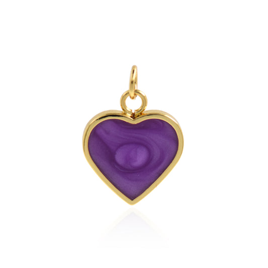 18K Dainty Neon Heart Charms Enamel Heart Pendant 18x15mm