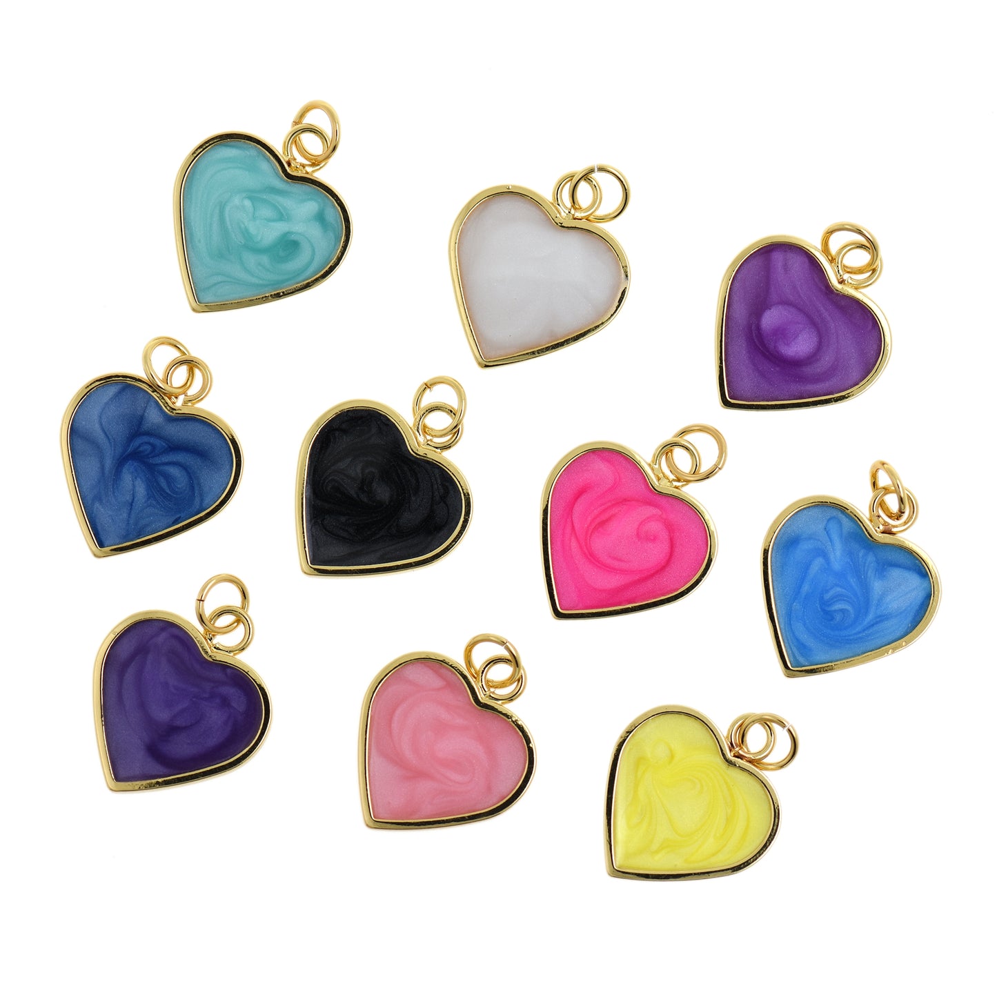 18K Dainty Neon Heart Charms Enamel Heart Pendant 18x15mm