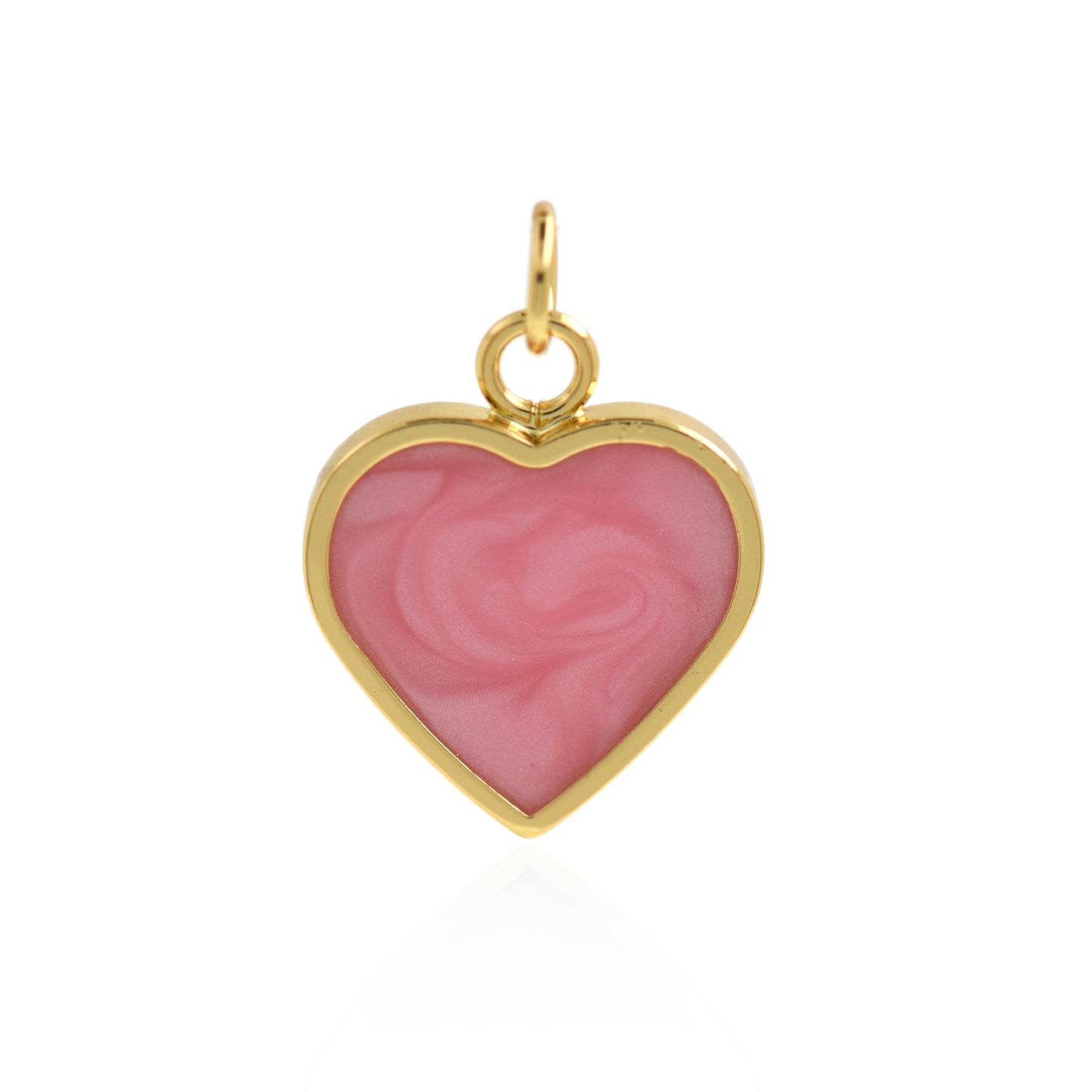 18K Dainty Neon Heart Charms Enamel Heart Pendant 18x15mm