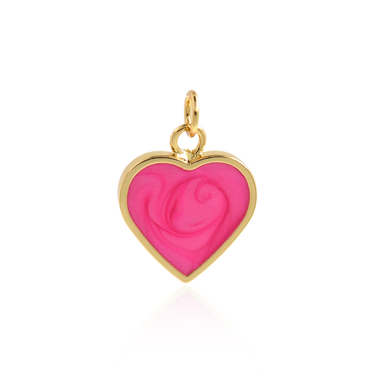 18K Dainty Neon Heart Charms Enamel Heart Pendant 18x15mm