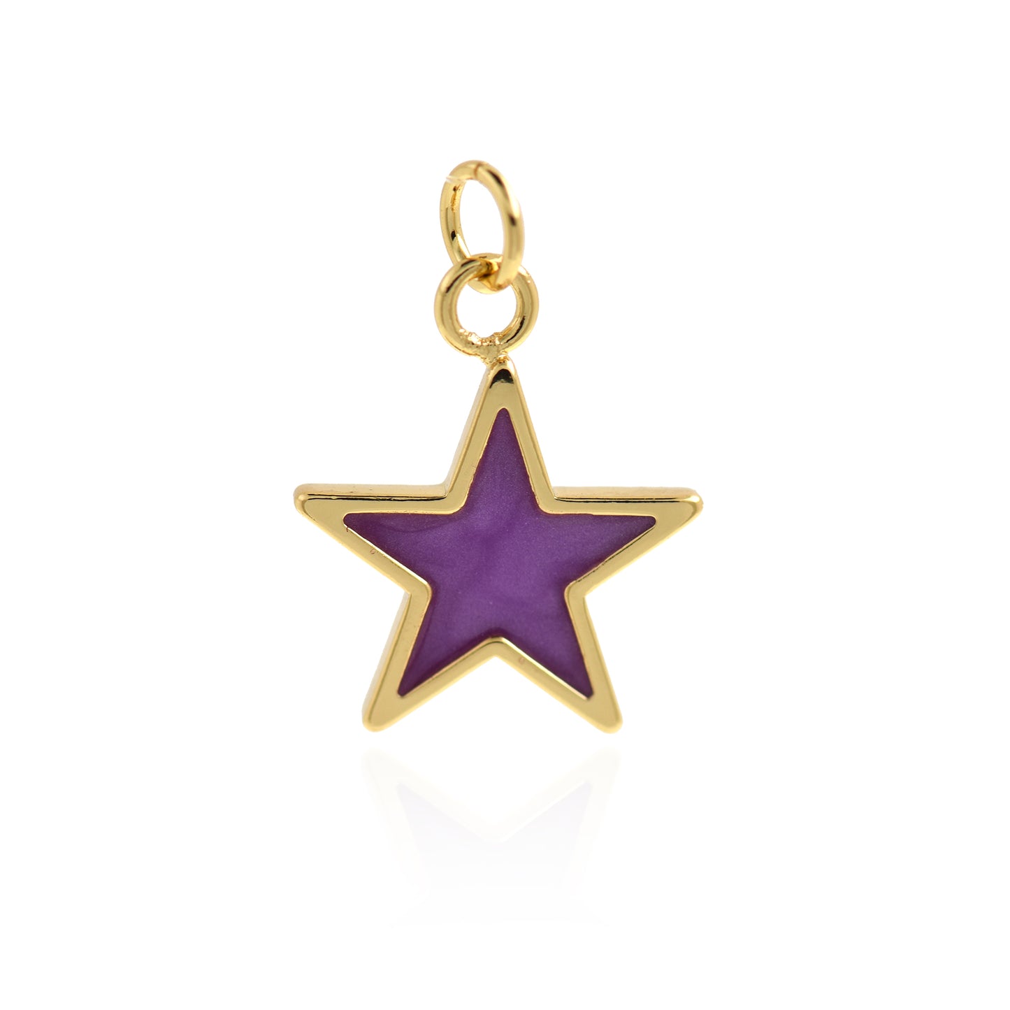 18K Gold Filled Filled Enamel Star Charm, Star Pendant 19x15mm