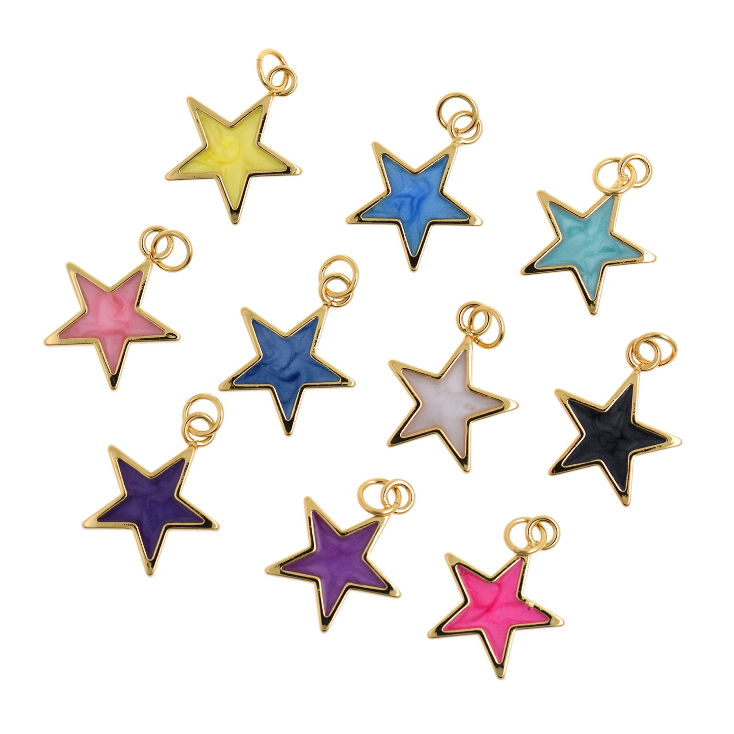 18K Gold Filled Filled Enamel Star Charm, Star Pendant 19x15mm