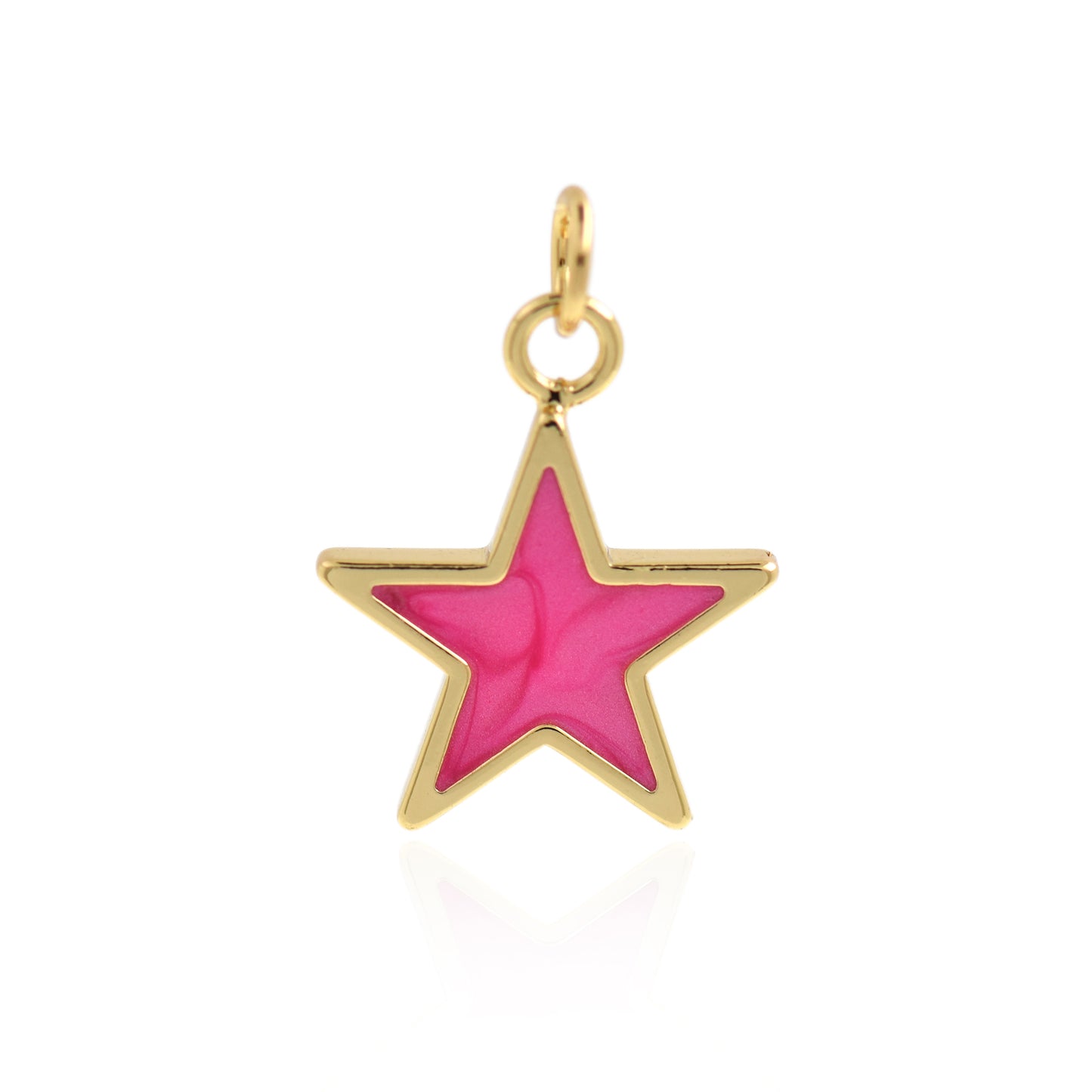 18K Gold Filled Filled Enamel Star Charm, Star Pendant 19x15mm