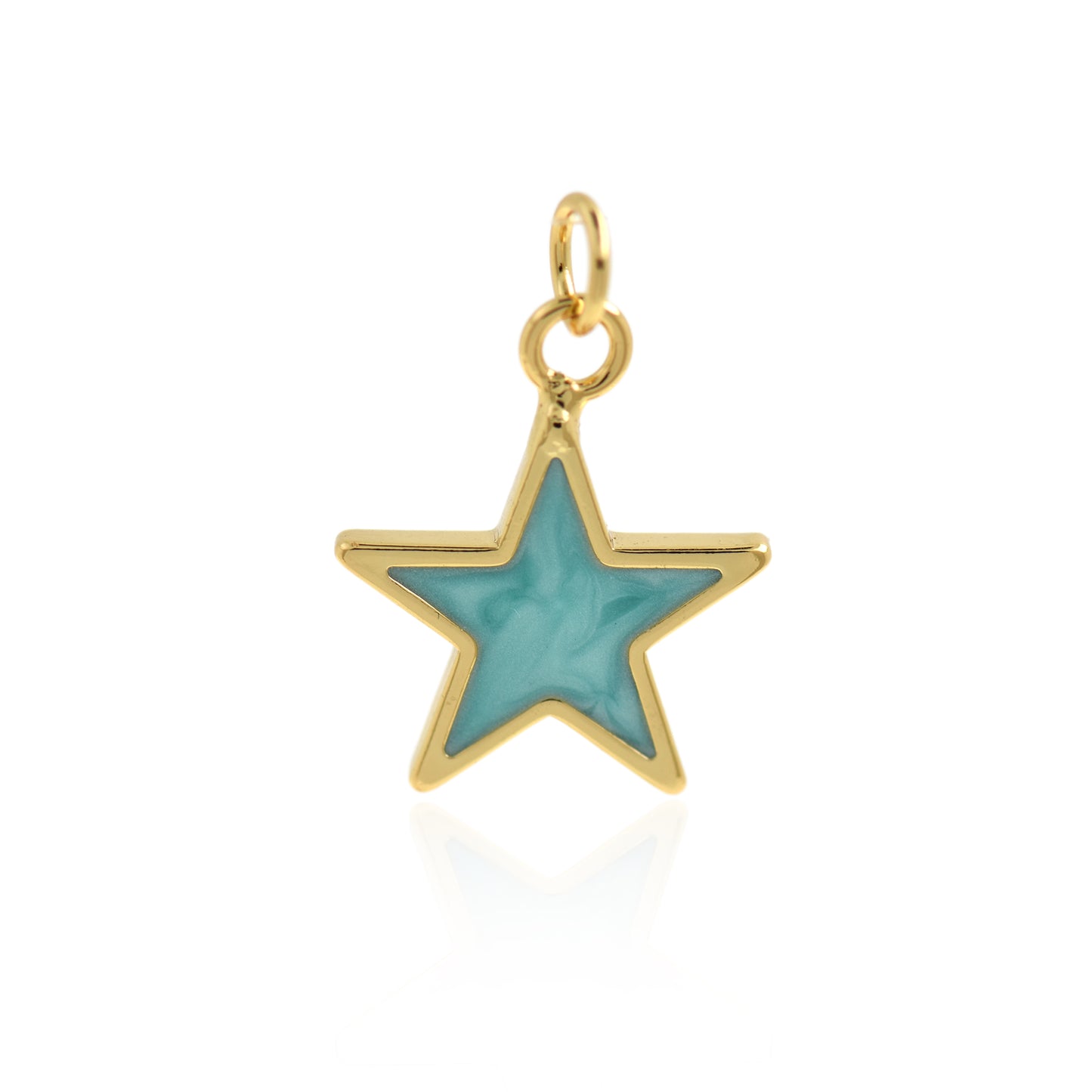 18K Gold Filled Filled Enamel Star Charm, Star Pendant 19x15mm