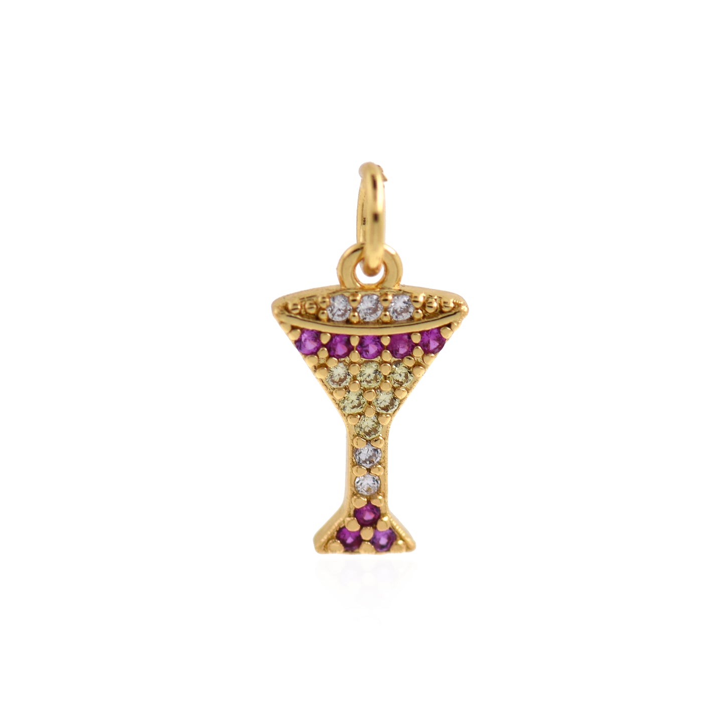 Micro Pave Wine Glass Pendant 12x7mm