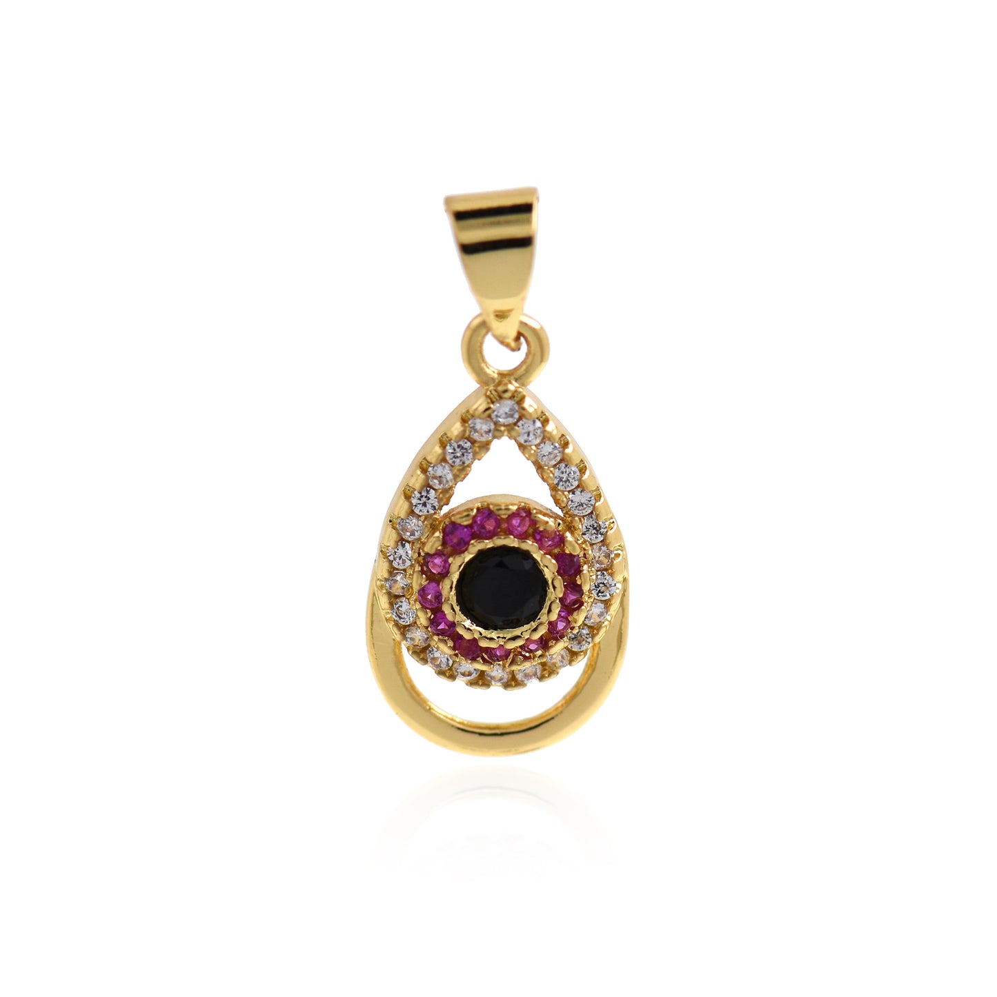 Teardrop Eye Pendant, 18K Gold Filled Water Drop Eye Necklace 19x10mm