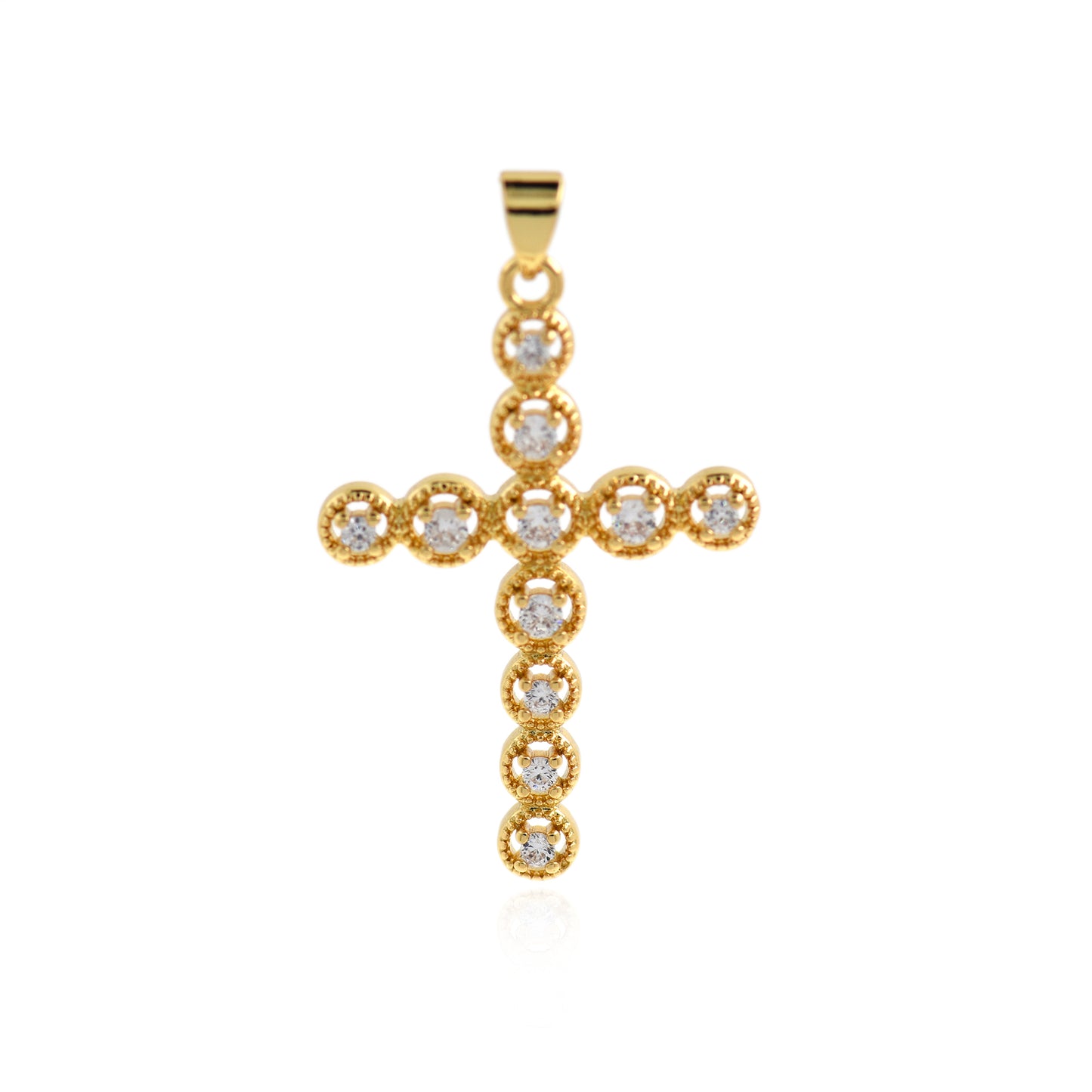 18K Filled Gold Cross Pendant, Cross Charm 37x25mm