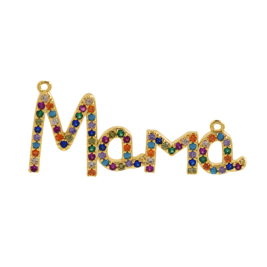 Mama Necklace Connector,18k Gold Filled Mama Connector Charms 39x17mm