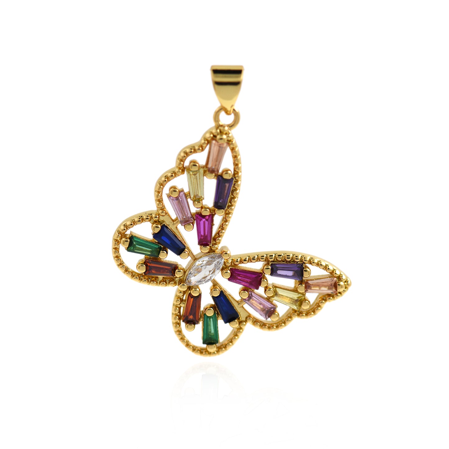 18k Gold Filled Colorful Butterfly Pendant 28x21mm