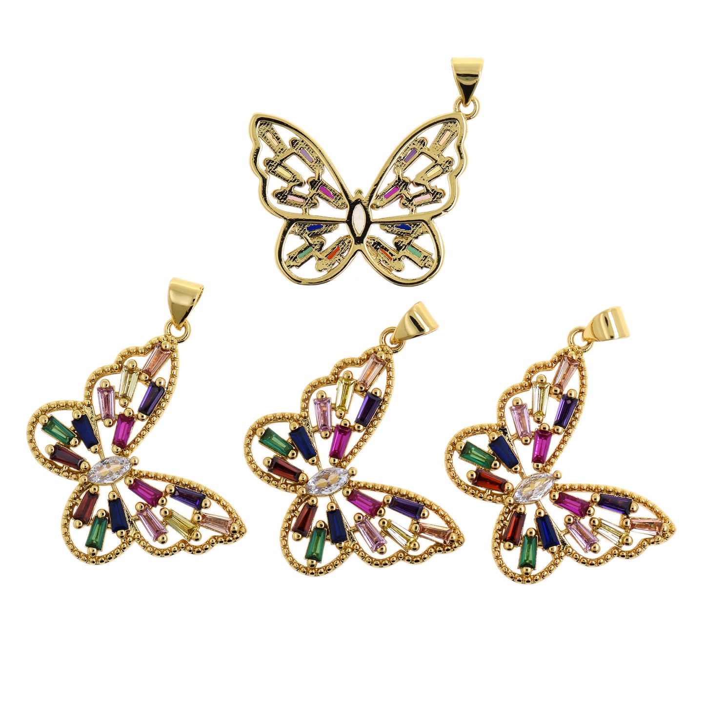 18k Gold Filled Colorful Butterfly Pendant 28x21mm