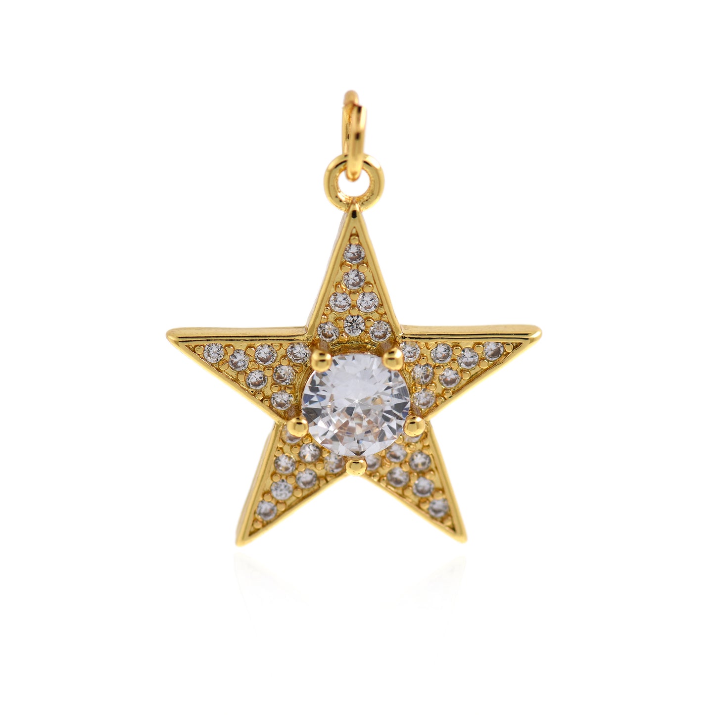 CZ Star Jewelry, Star Charm, Star Pendant, Cubic Zirconia Star Decoration 22x21mm