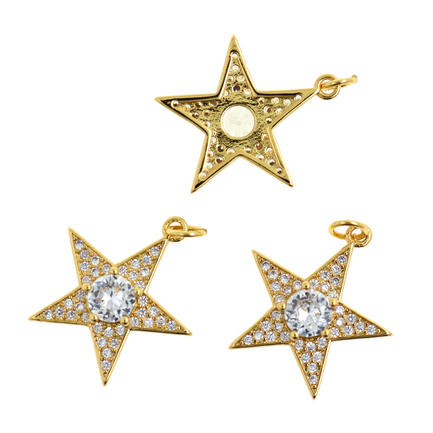 CZ Star Jewelry, Star Charm, Star Pendant, Cubic Zirconia Star Decoration 22x21mm