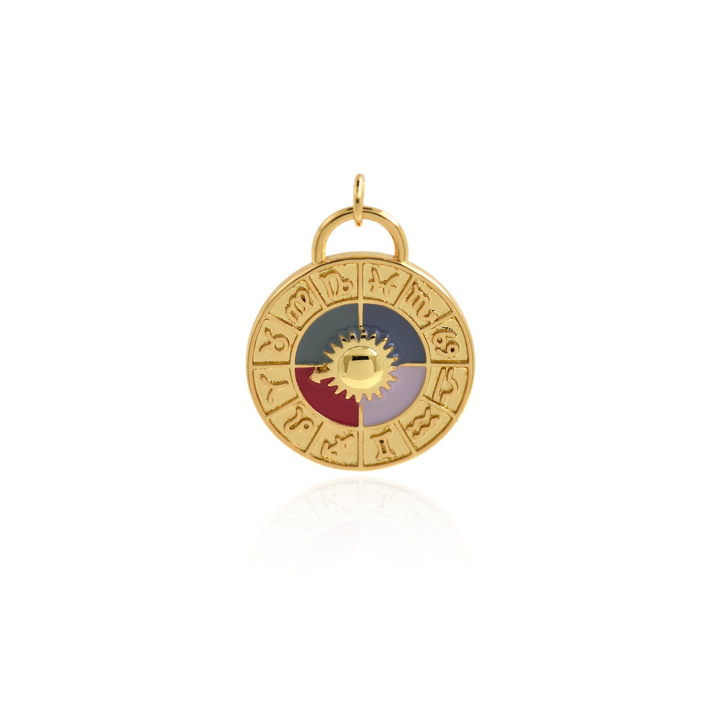 Enamel Dainty Gold Filled Zodiac Pendant 22x27mm