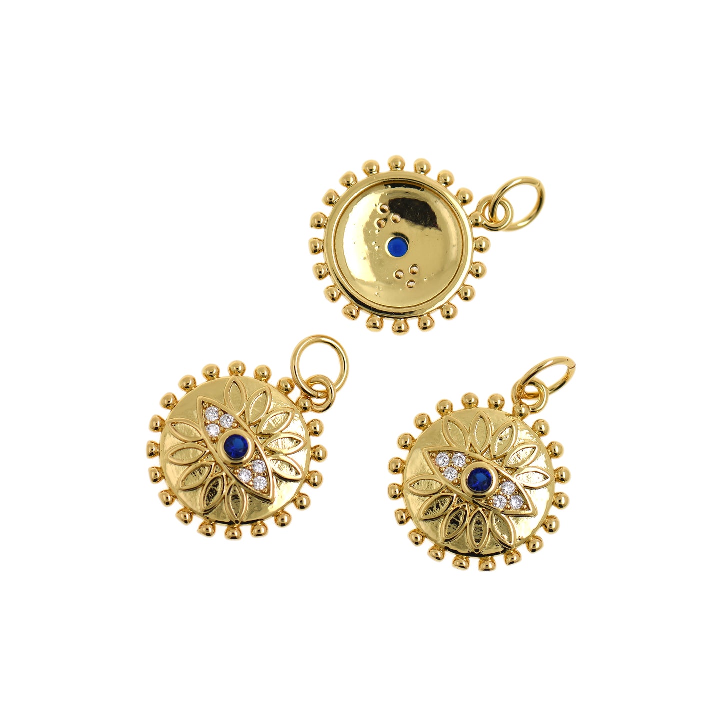 Minimalist Evil Eye Necklace Pendant,Dainty Gold Filled Eye Charm  14mm