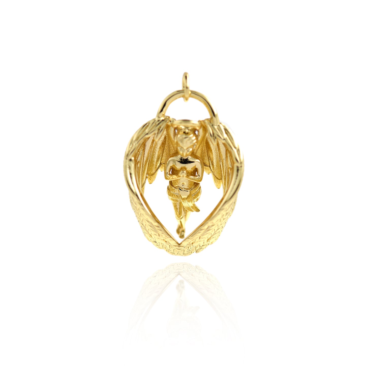 18K Filled Gold Angel Pendant, Simple and Exquisite Angel Charm 28x20mm