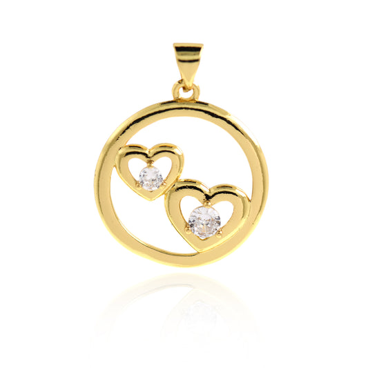 18K Filled Gold Openwork Heart Necklace Pendant 22mm