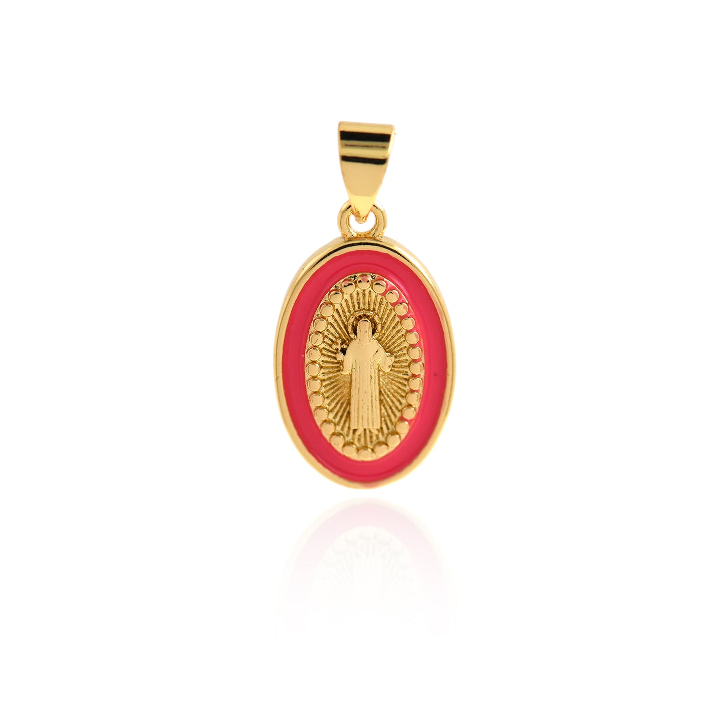 Gold Filled Enamel Virgin Mary Pendant 18x11mm