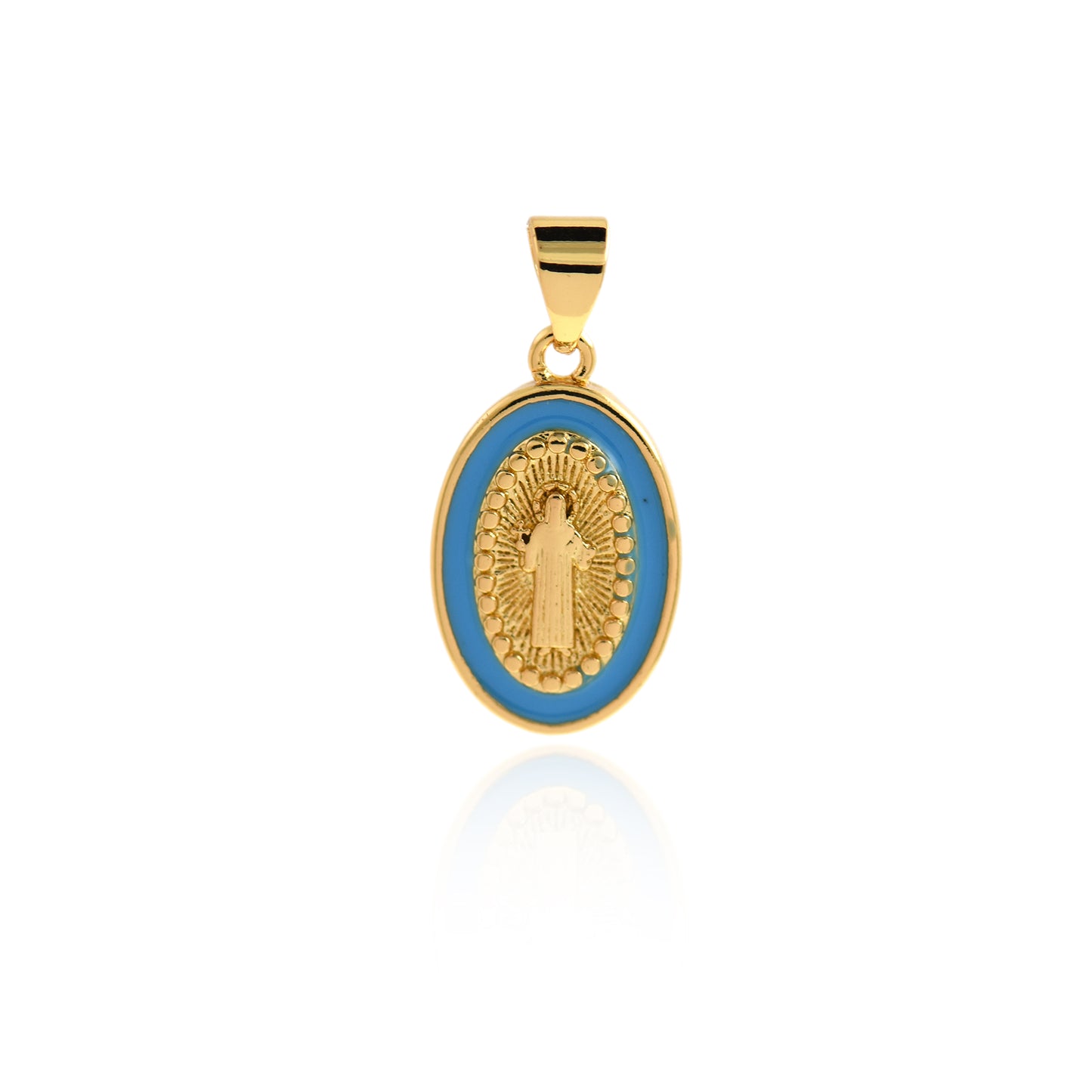 Gold Filled Enamel Virgin Mary Pendant 18x11mm