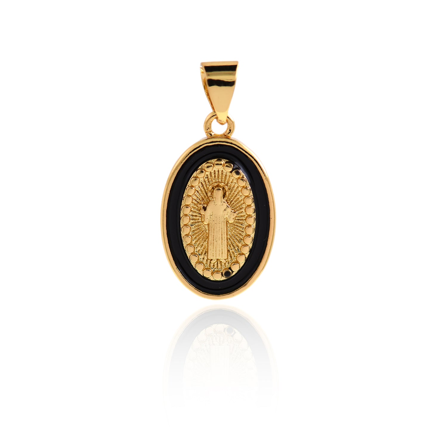 Gold Filled Enamel Virgin Mary Pendant 18x11mm