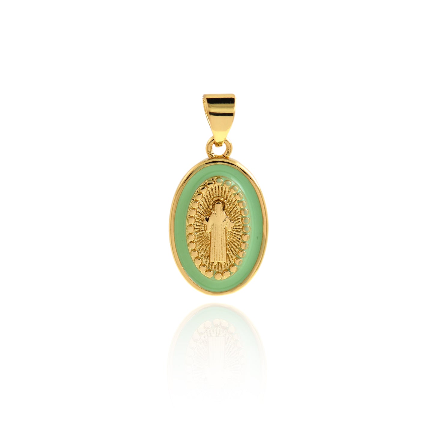 Gold Filled Enamel Virgin Mary Pendant 18x11mm