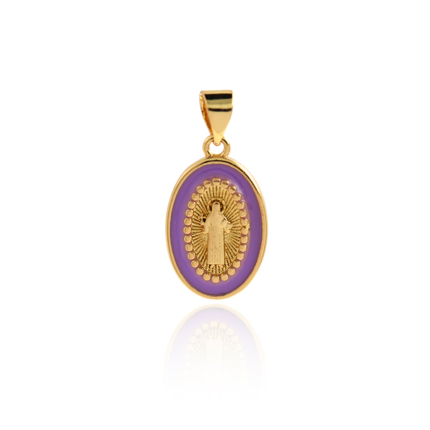 Gold Filled Enamel Virgin Mary Pendant 18x11mm