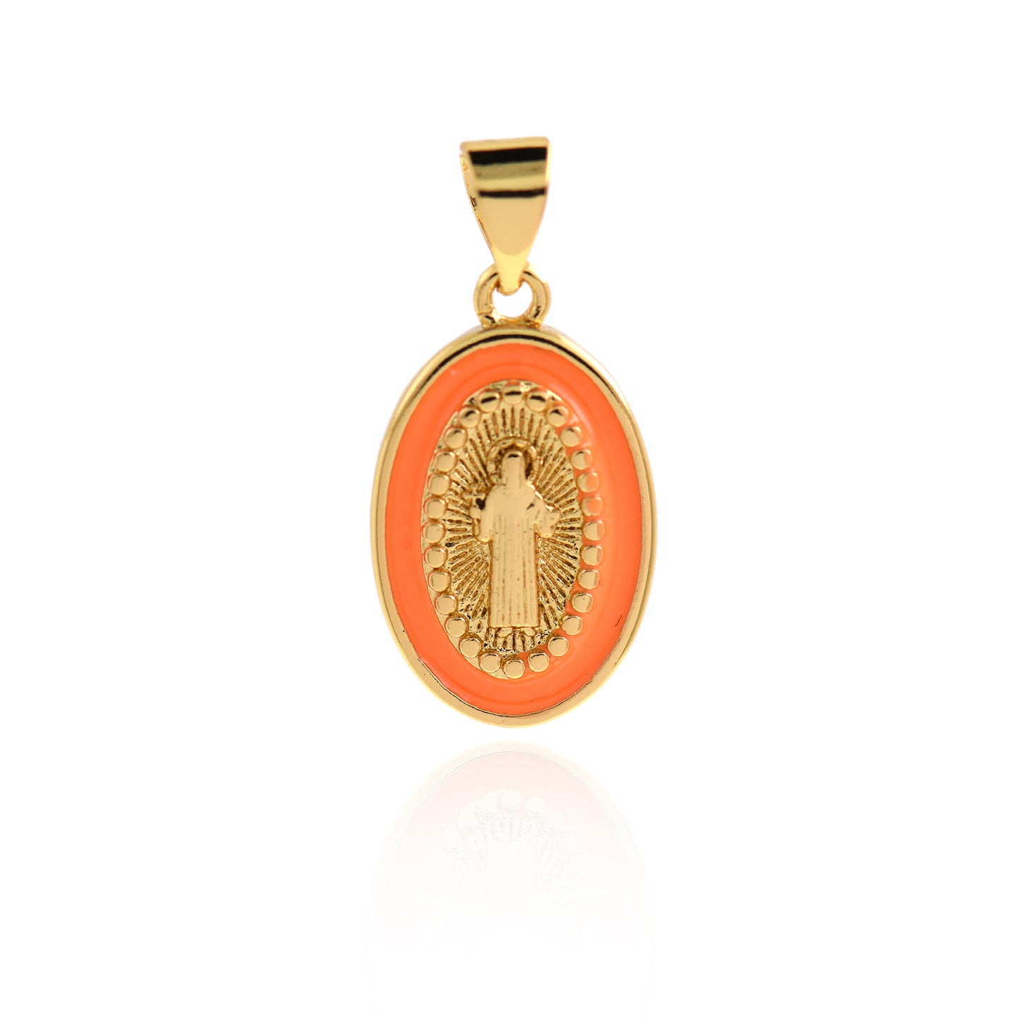 Gold Filled Enamel Virgin Mary Pendant 18x11mm