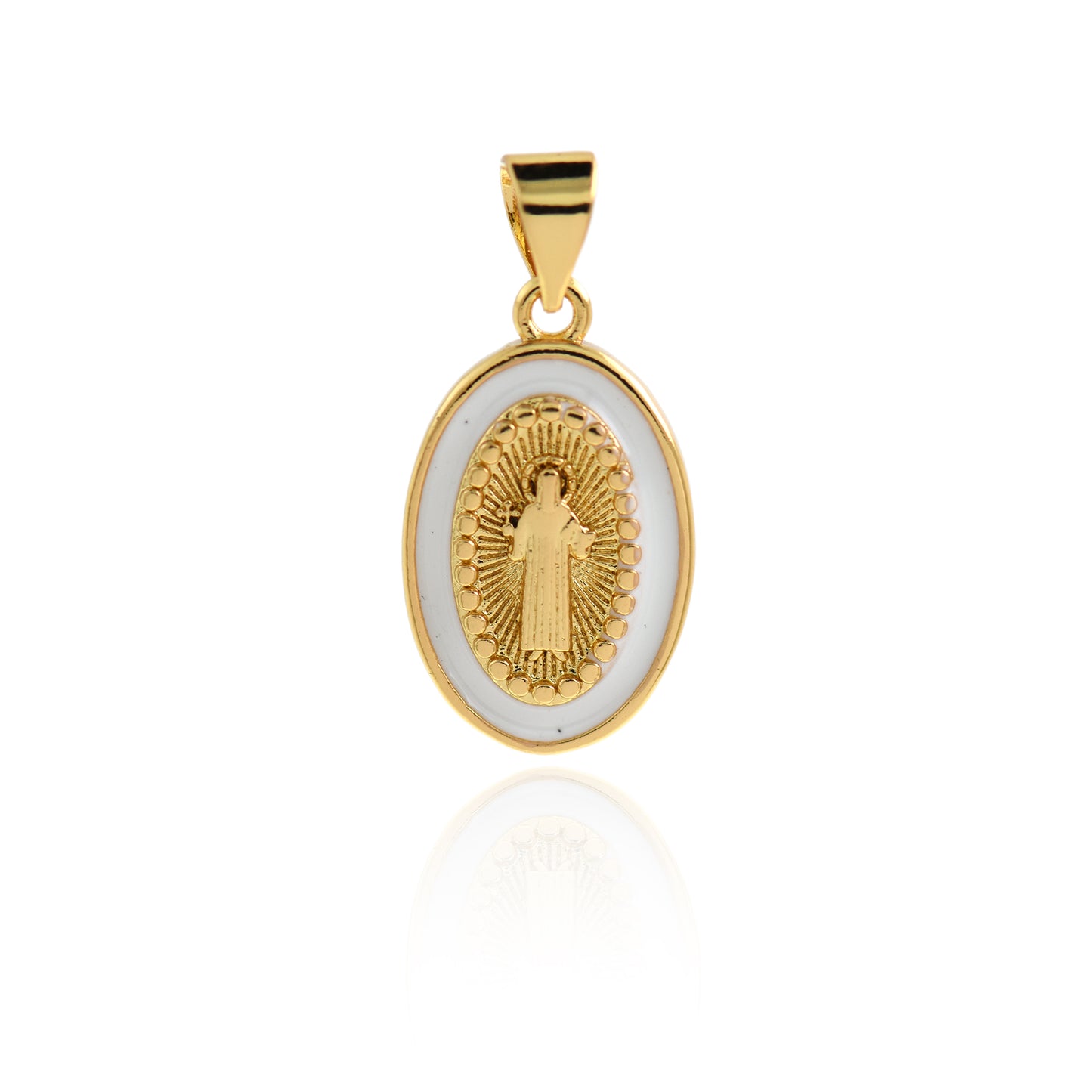 Gold Filled Enamel Virgin Mary Pendant 18x11mm