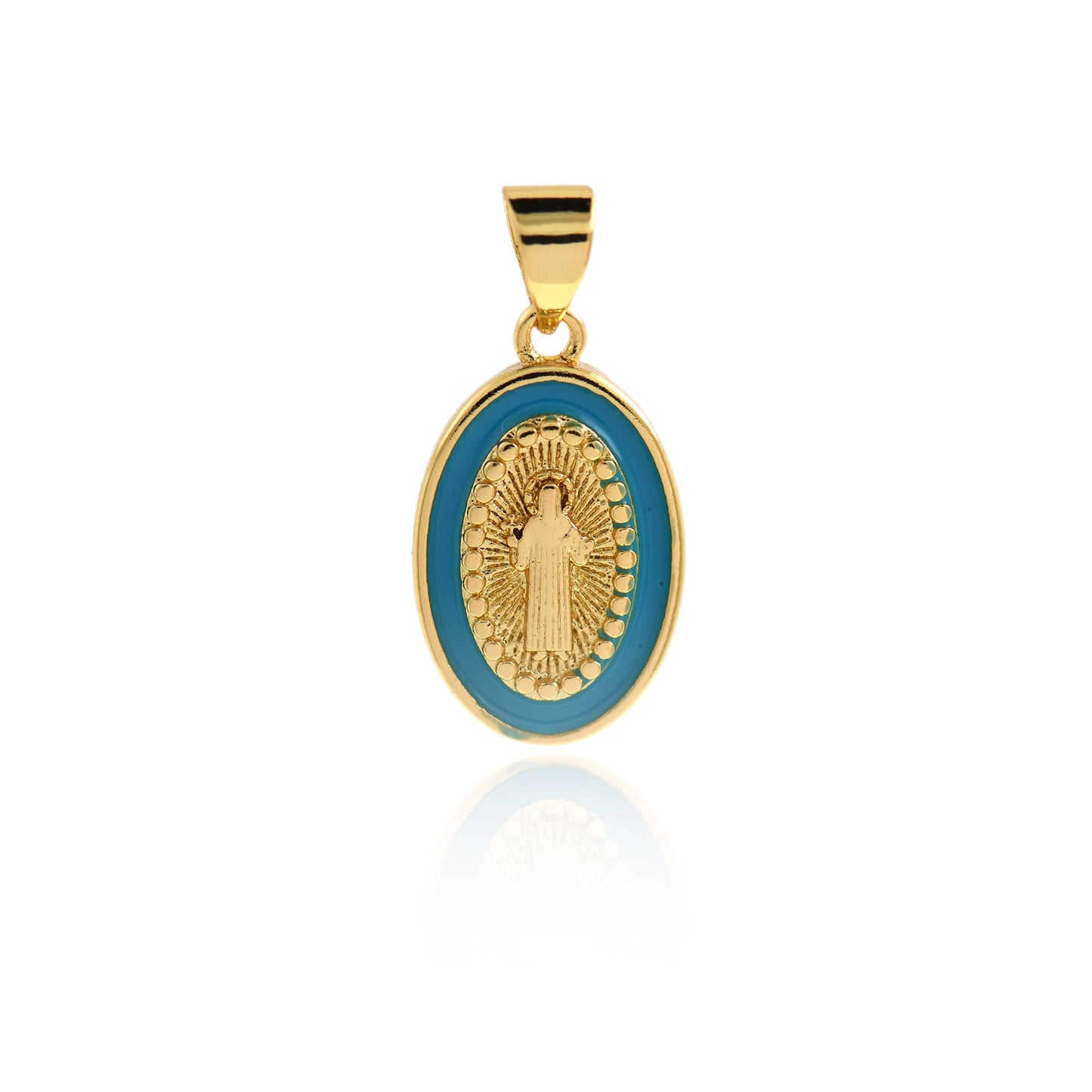 Gold Filled Enamel Virgin Mary Pendant 18x11mm