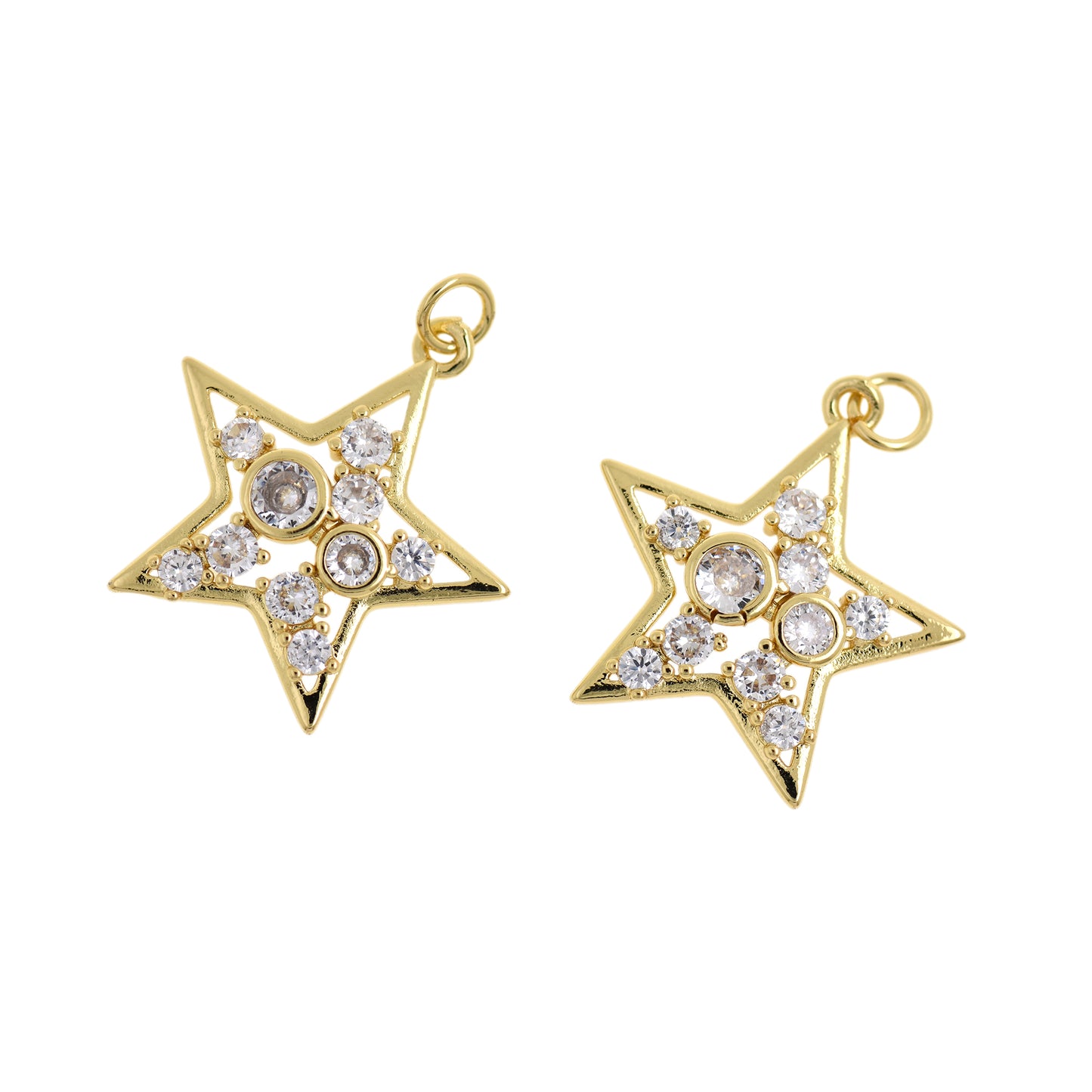 CZ Micro Pave Star Necklace Charms,18k Gold Filled Lucky Star Jewelry Accessories 24x23mm