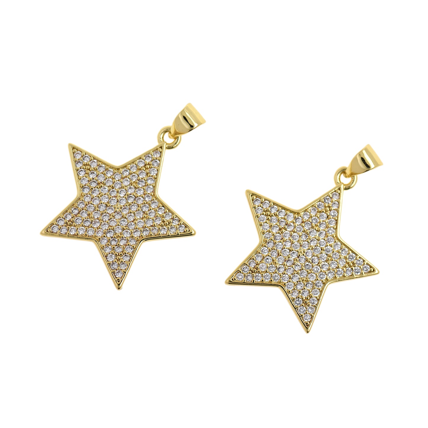 Minimalist 18k Gold Filled Star Pendant,CZ Pave Lucky Star Necklace 24x23mm