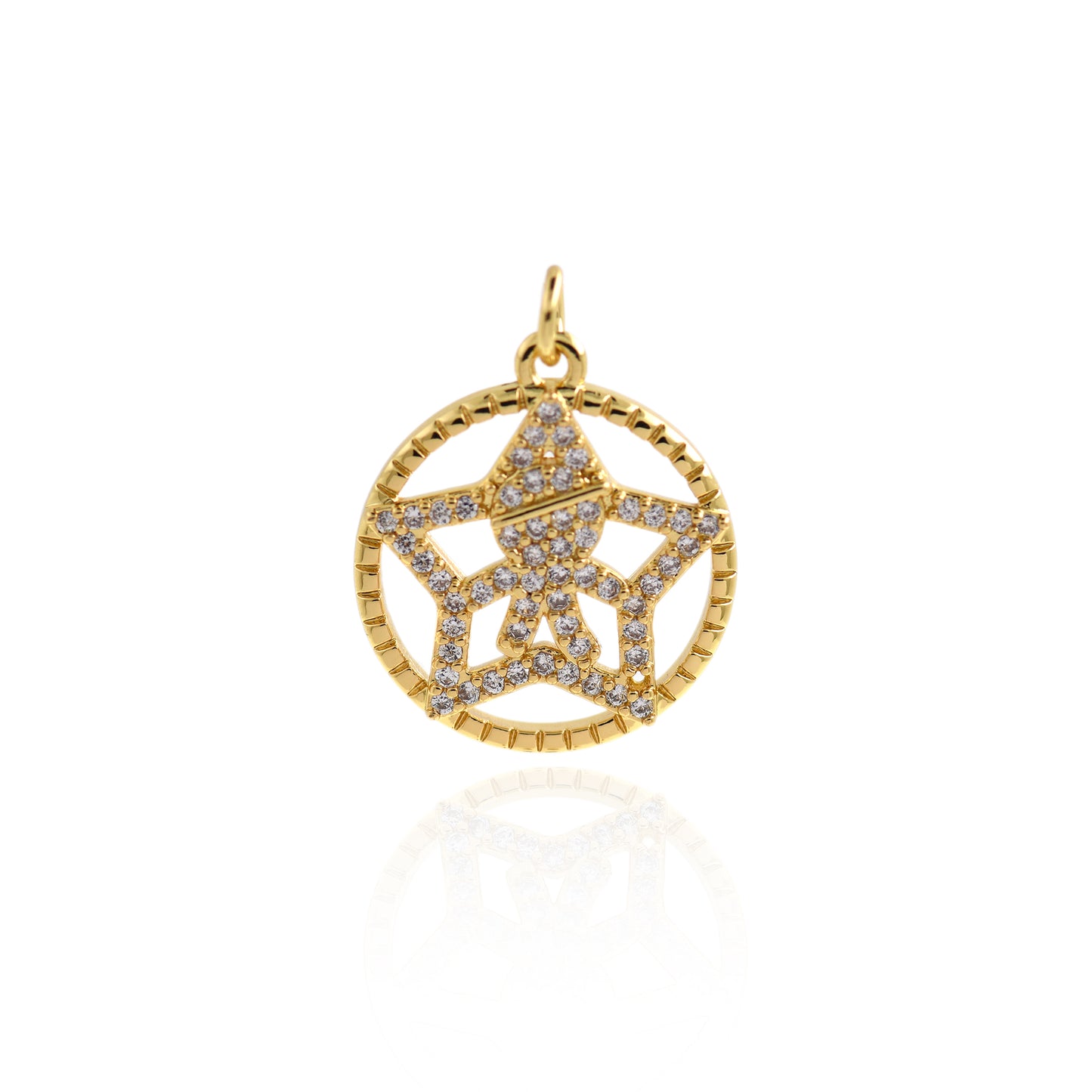 18 Gold Plated Star Round Cutout Pendant 19mm