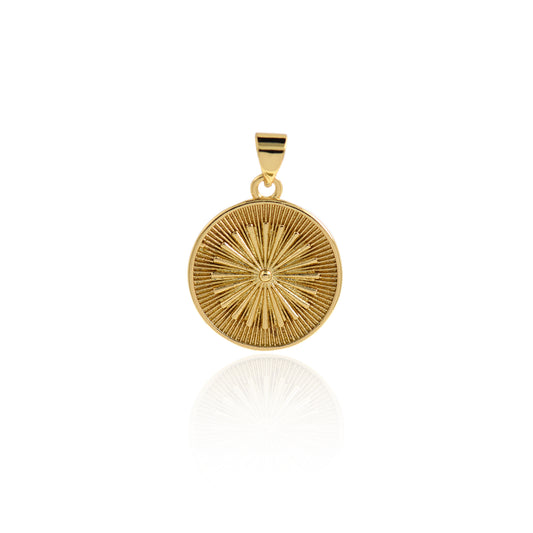 18K Filled Gold Disc Pendant, Geometric Charm 18mm