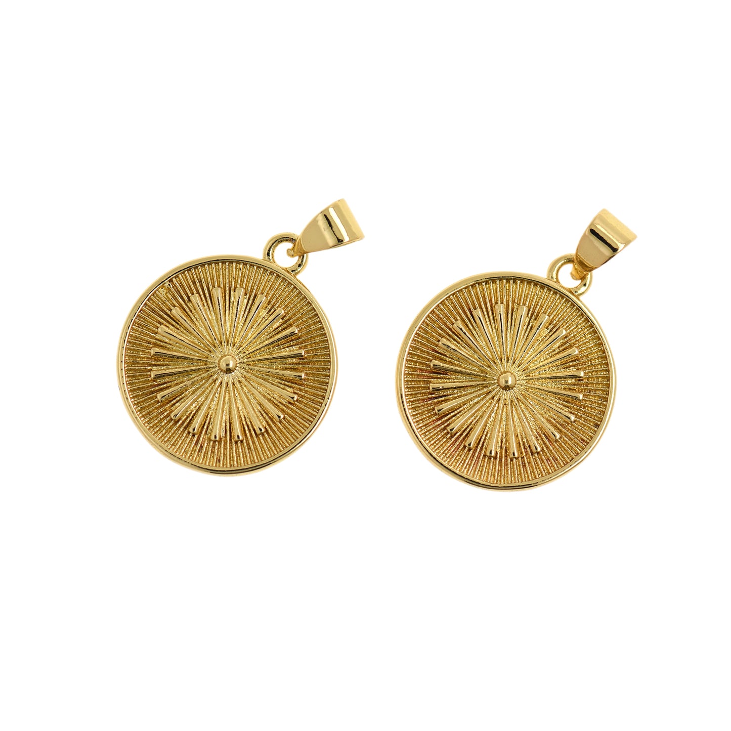 18K Filled Gold Disc Pendant, Geometric Charm 18mm