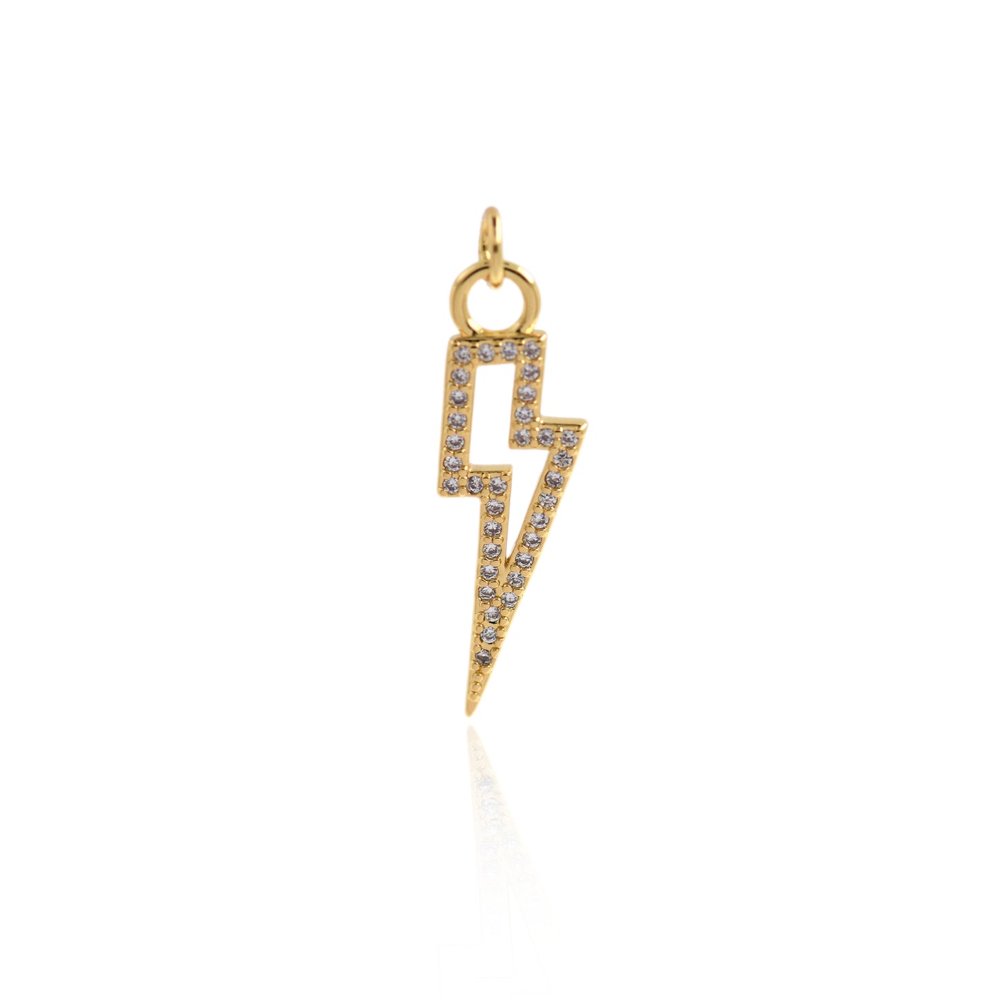 18K Filled Gold Charm, Small Lightning Pendant 29x9mm