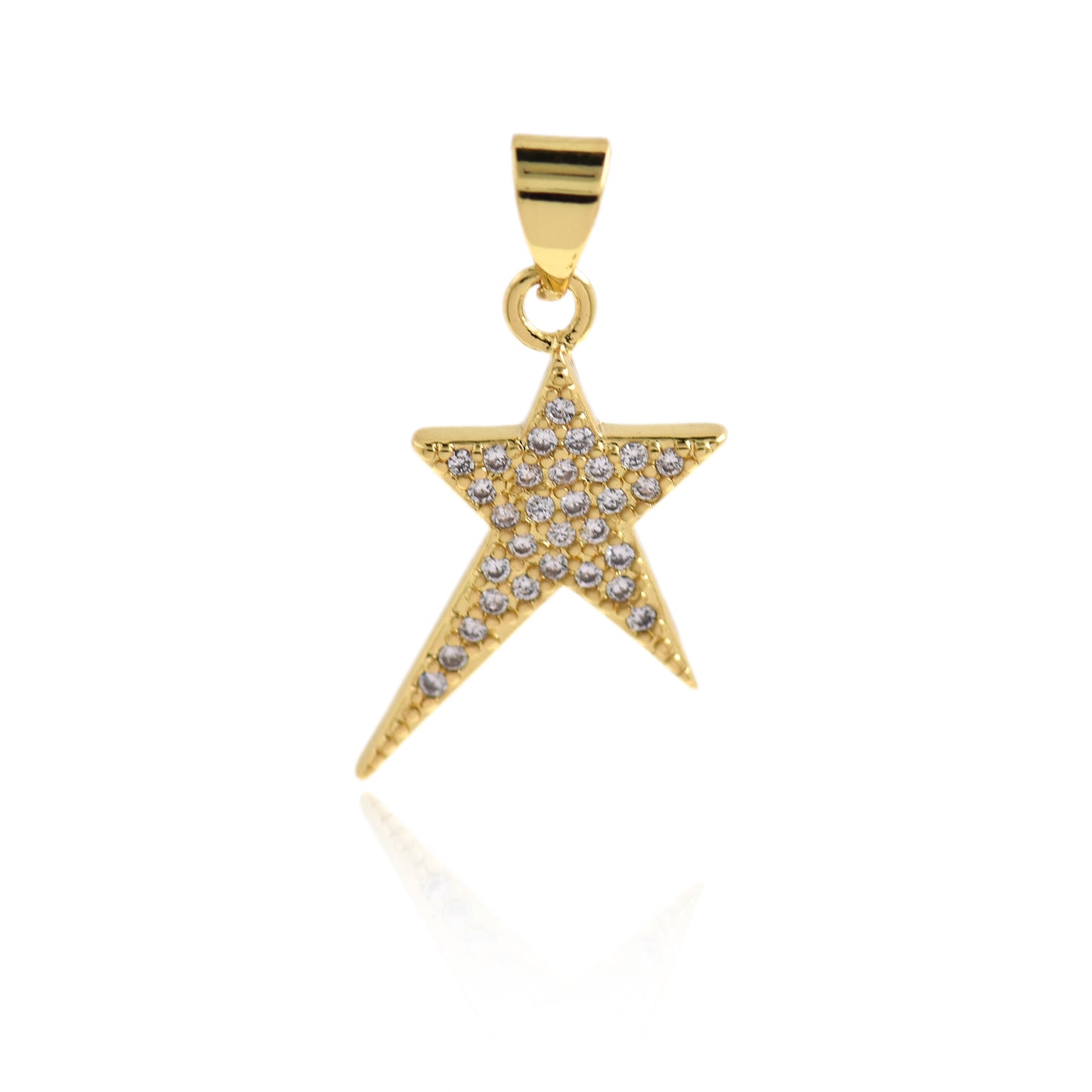 18K Filled Gold Diamond Star Pendant  21x14mm