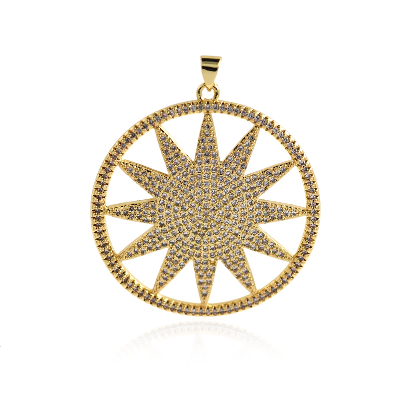 Brass Round Hollow North Star Pendant, Star Charm 25mm