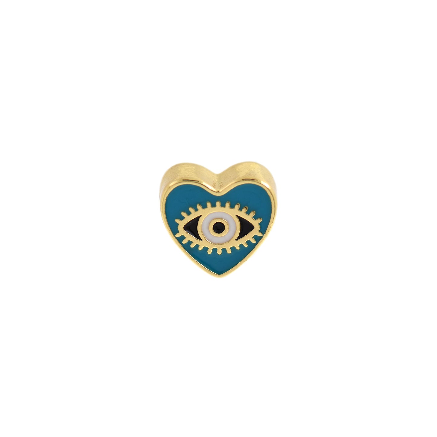 18k Yellow Gold Filled Enamel Evil Eye Beads 10x9mm