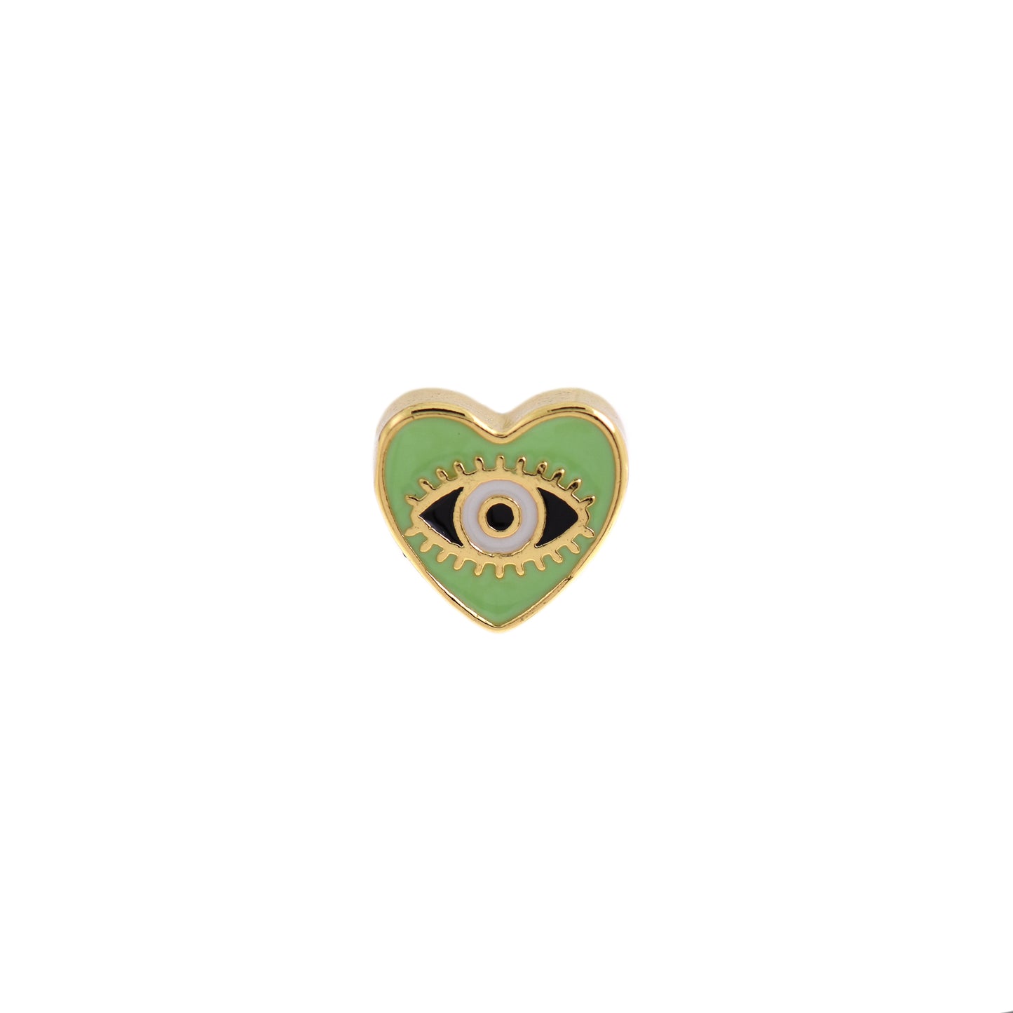 18k Yellow Gold Filled Enamel Evil Eye Beads 10x9mm