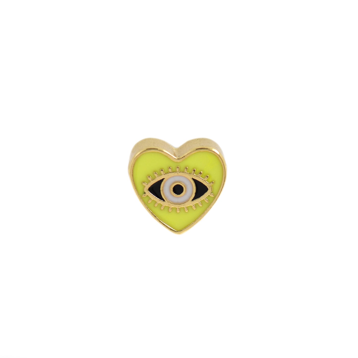 18k Yellow Gold Filled Enamel Evil Eye Beads 10x9mm