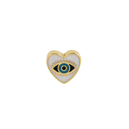 18k Yellow Gold Filled Enamel Evil Eye Beads 10x9mm