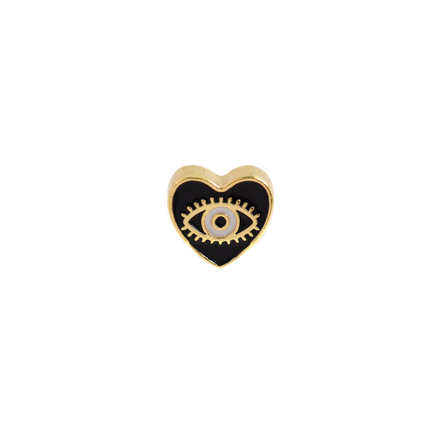 18k Yellow Gold Filled Enamel Evil Eye Beads 10x9mm