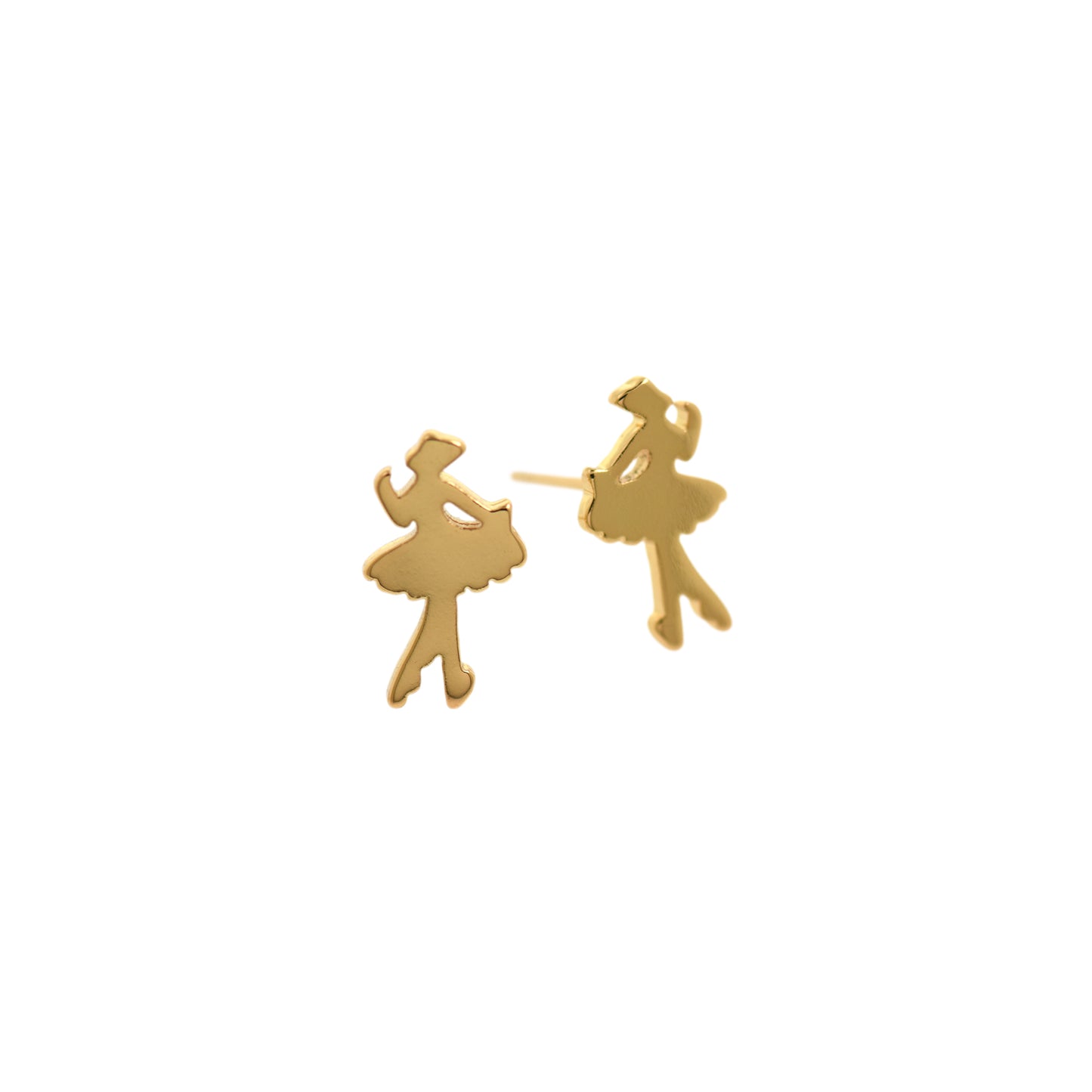 18K Filled Gold Girl Dancing Earring Stud Earrings 12x7mm