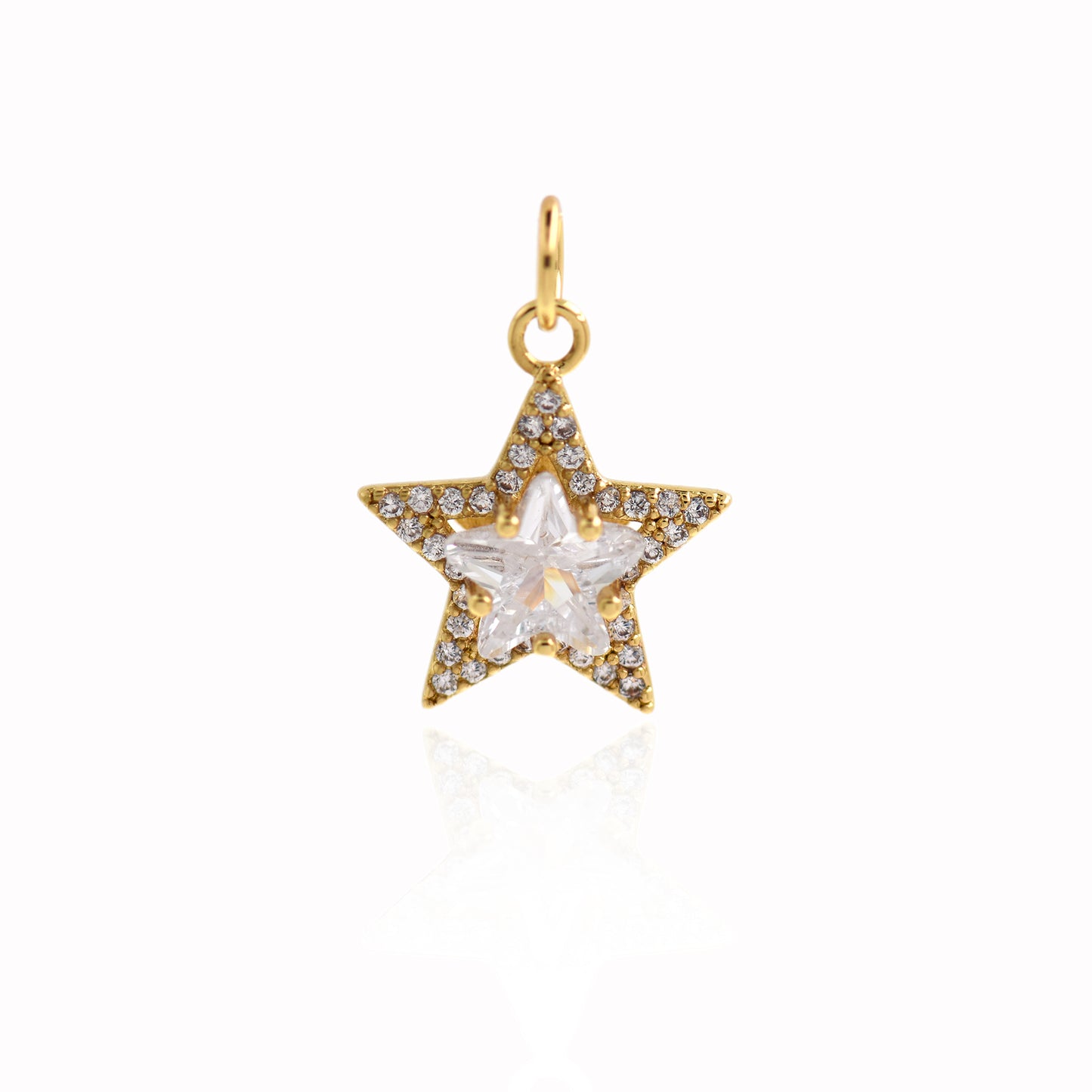 Star Pendant with Diamonds 16x14mm