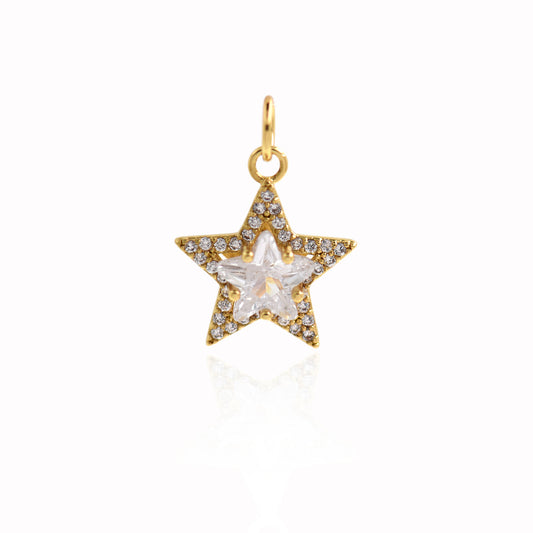 Star Pendant with Diamonds 16x14mm