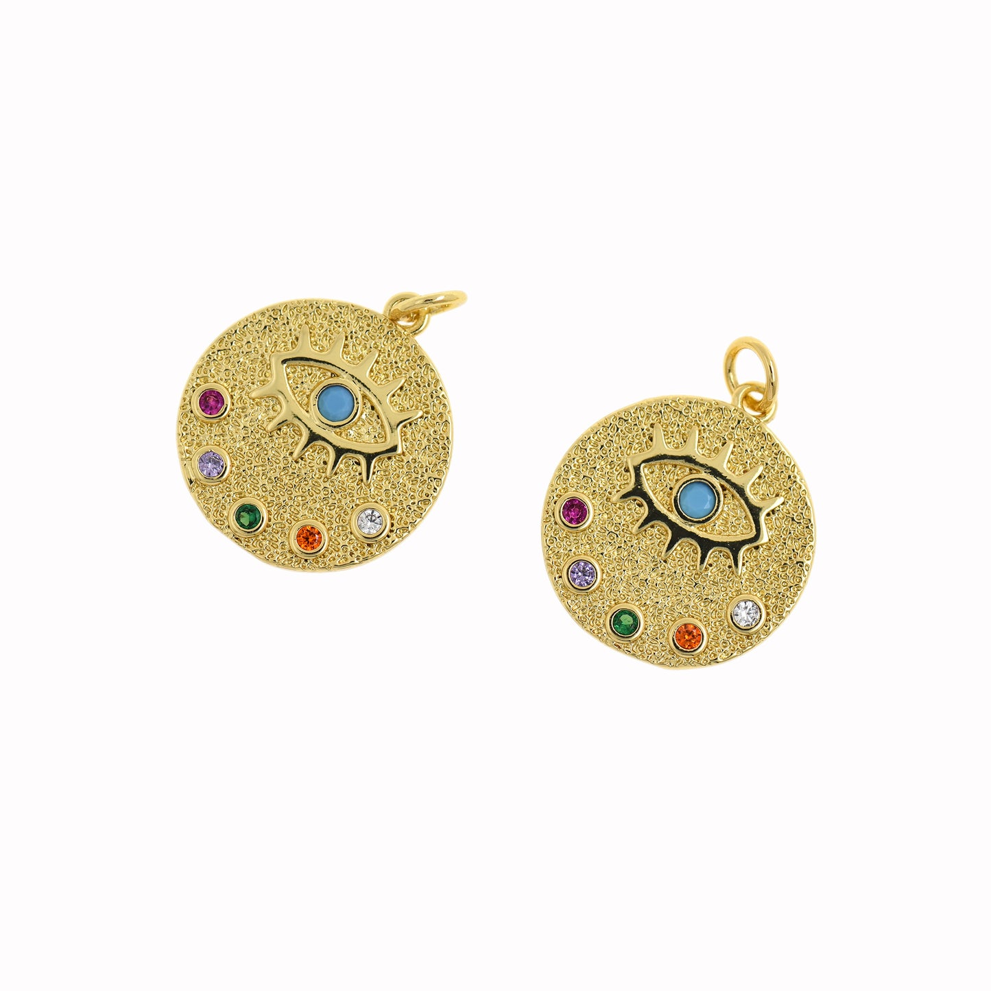 Round Evil Eye Pendant, Evil Eye Pendant in 18K Filled Gold 18mm