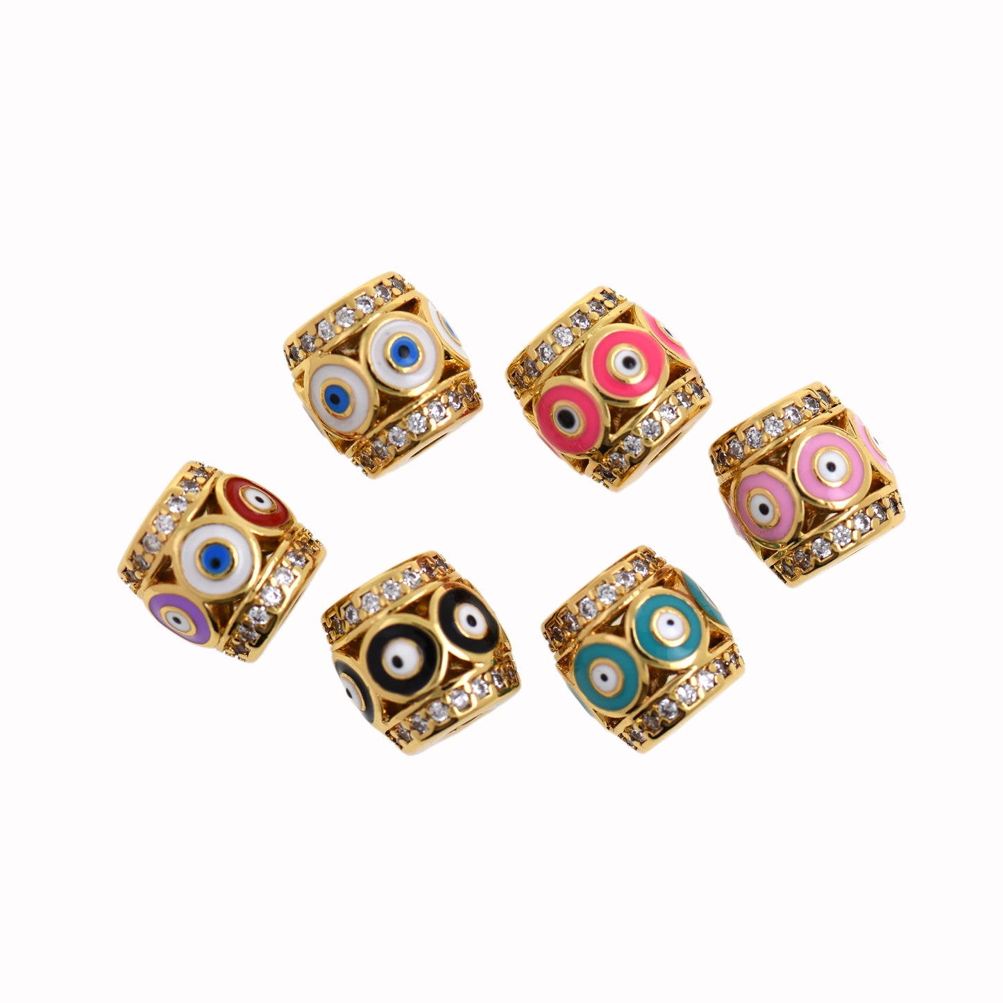 Colorful Evil Eye Spacer Beads 10x11mm